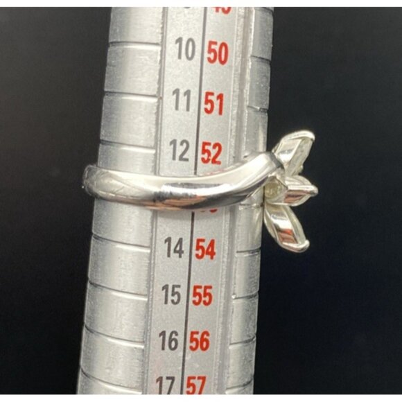 Sterling Silver CZ Flower Ring Marquise 925 Plumeria Daisy Size 6.5 April Bday - Picture 9 of 11